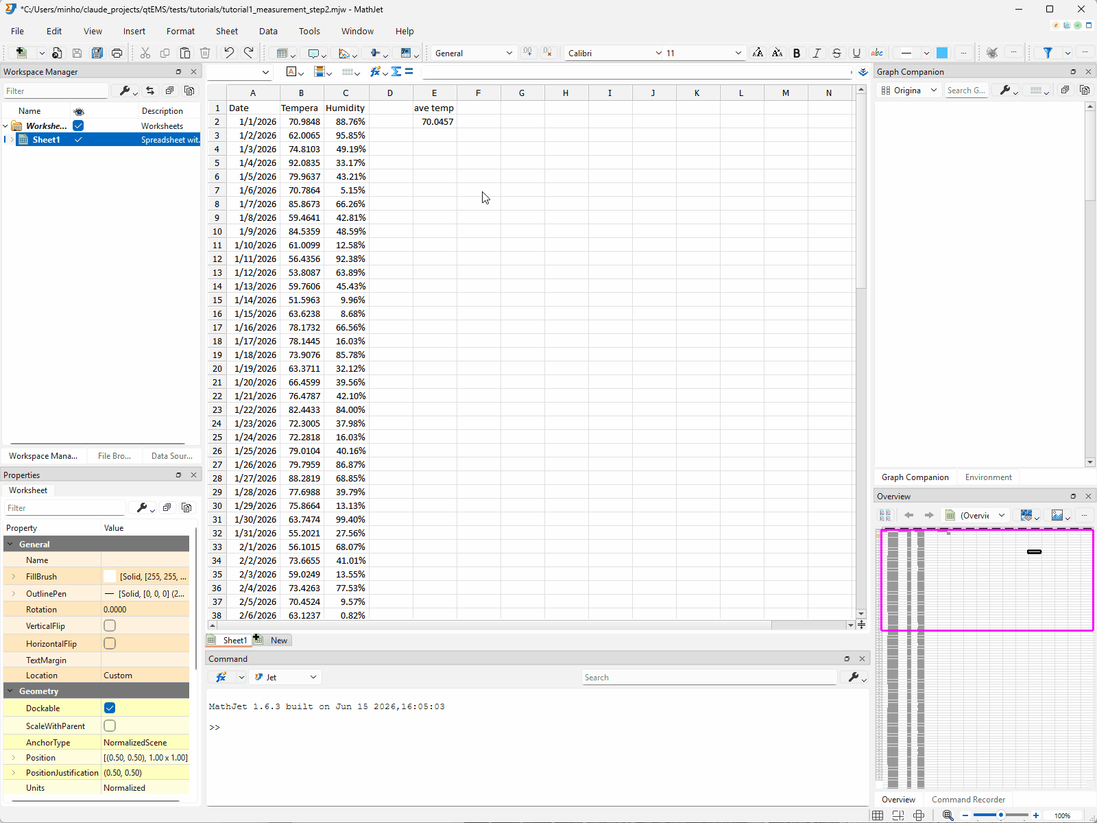 The Insert Chart tool button on the toolbar opens the Insert Chart Tool Pane — a panel of thumbnails for every available graph and chart type. The 2D Line Graph thumbnail is highlighted as the choice for this tutorial.